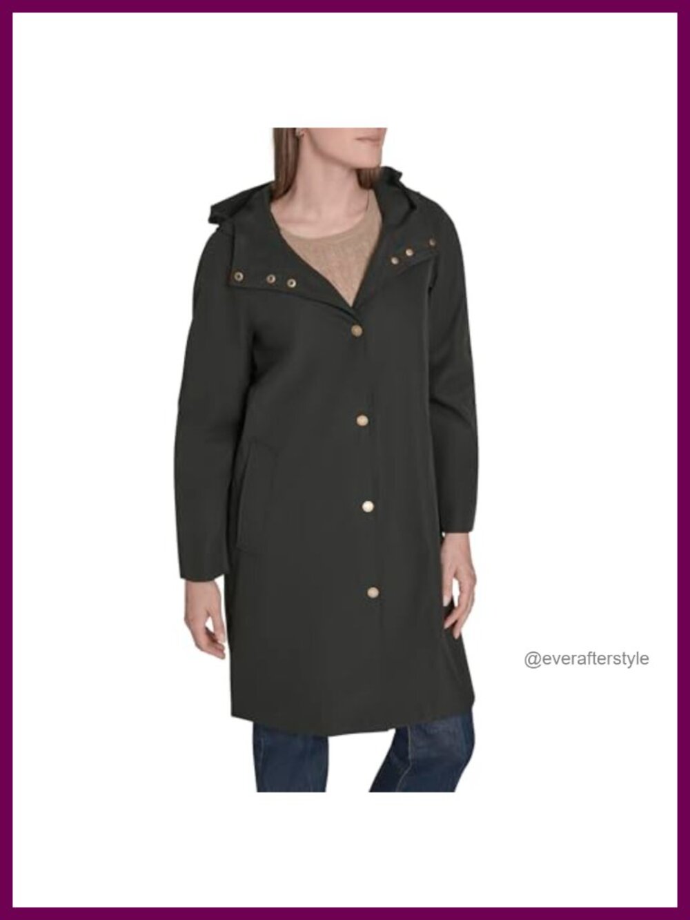 Snap Front Raincoat Long Sleeve Classic Fit Notch Collar Rain Coat